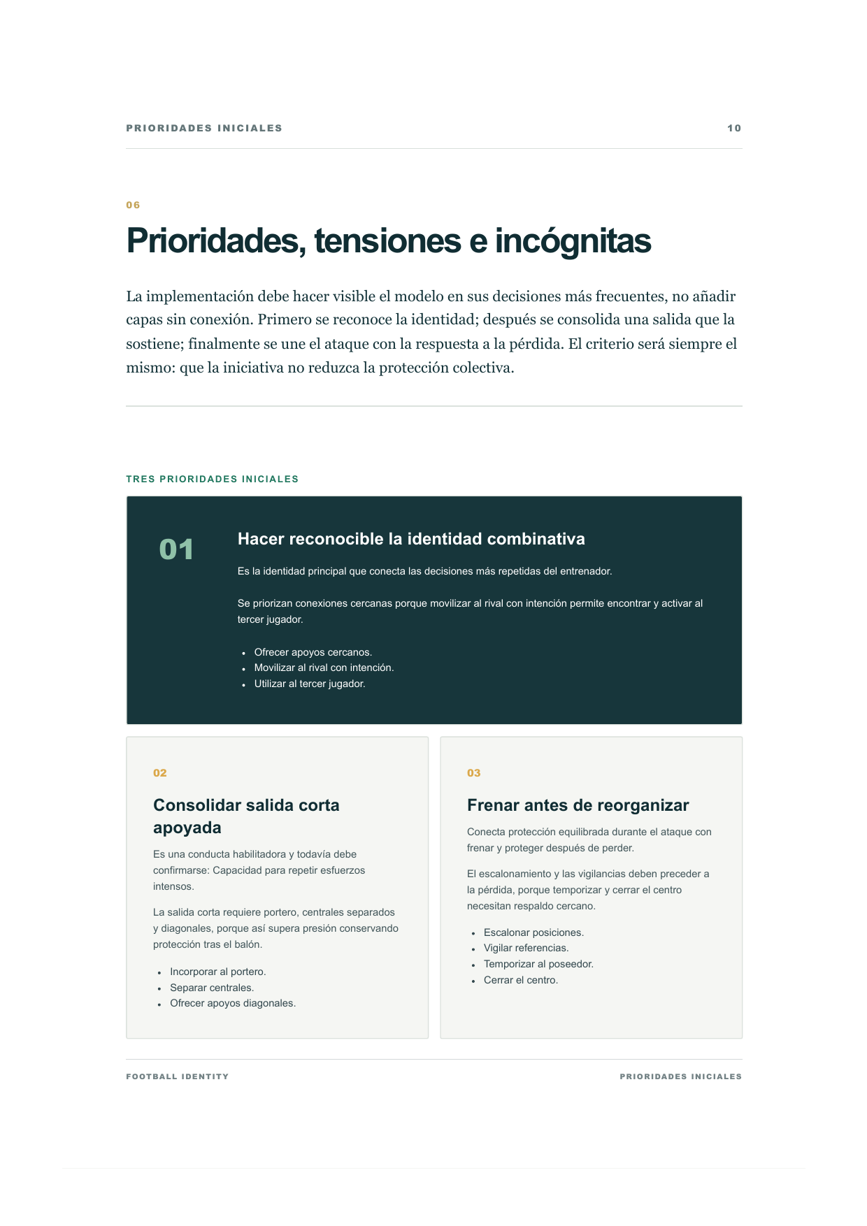 Prioridades reales del informe Football Identity